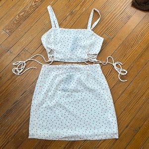 NWT Nasty Gal White Cherry Matching Skirt Set